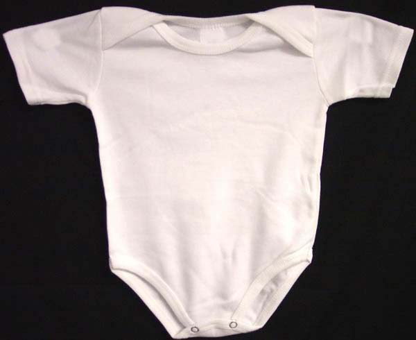 ''Super Baby'' Onesies   -  SHORT Sleeves - White - 12 Mos (Small)