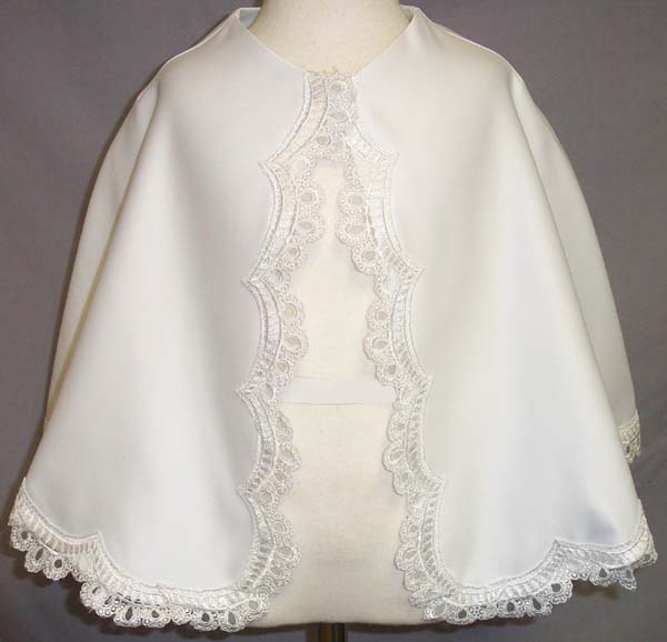 Girls  Communion Capes  With Lace - White Color ( # 9407)