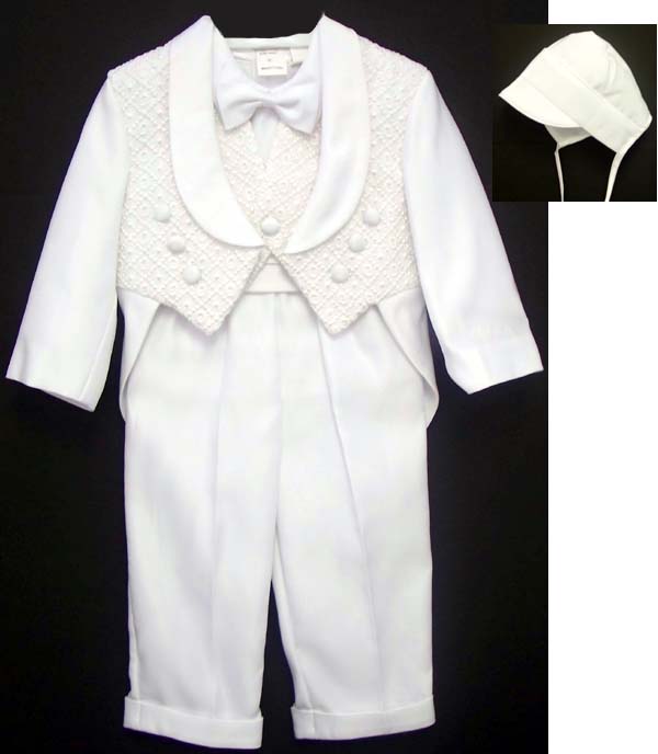 Boys 5Pc Christening Tuxedo PANTS Sets With Tail (9-24Mos)