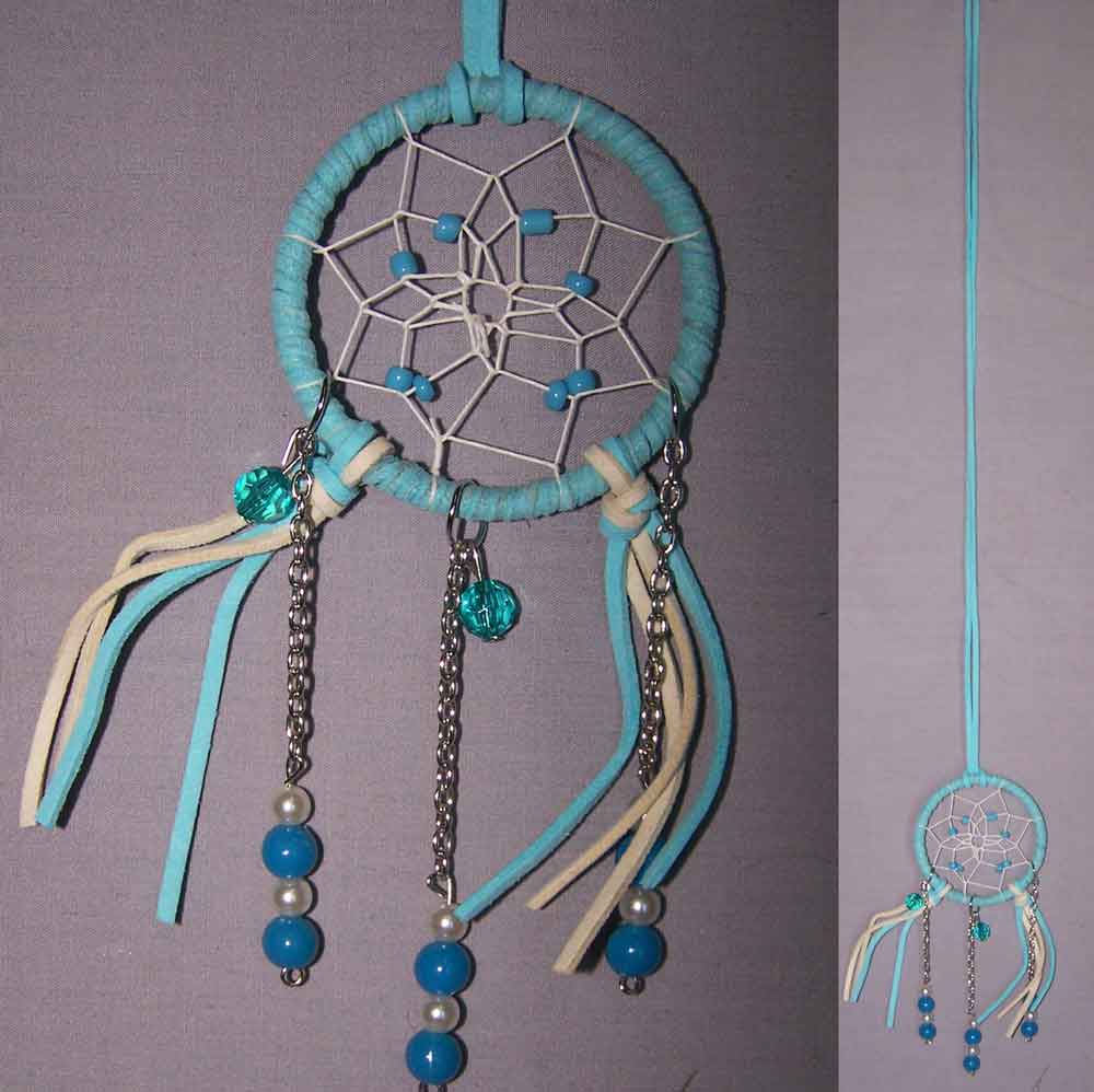 Hand Made DREAM CATCHER Necklaces Blue Color - Diameter 2.5''