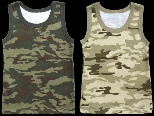 Kids Sleeveless  Military Green Camo TOPs - Sizes: 1-2-3
