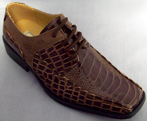 Boys Imitation Crocodile Leather SHOES - Brown  (Sizes: 11-4)