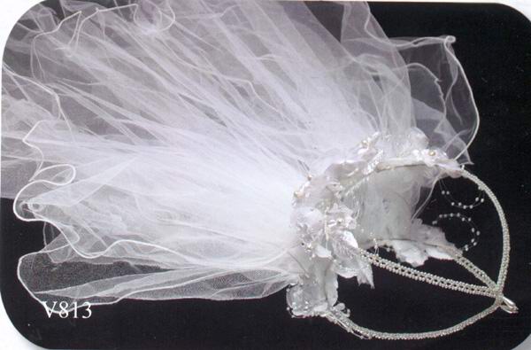 White Veils  With Pearls HEADBAND
