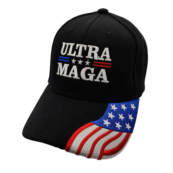 Ultra MAGA w/ FLAG Bill Cap - Black