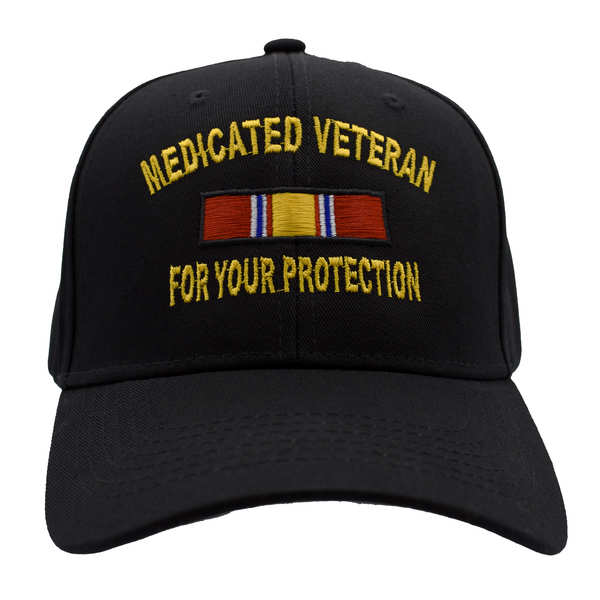 Medicated Veteran Ribbon Cotton Cap - Black