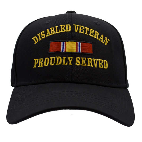 Disabled Veteran Proudly Served Ribbon Cotton Cap - Black