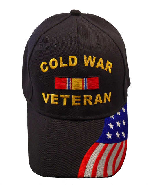 Cold War Veteran Ribbon w/ FLAG Bill Cap - Black (6 PCS)