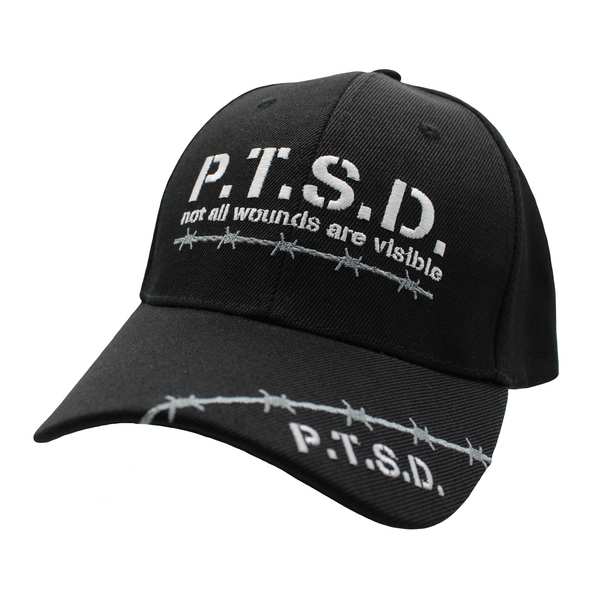PTSD Not All Wound Are Visible w/ Barbed Wire Cap - Black