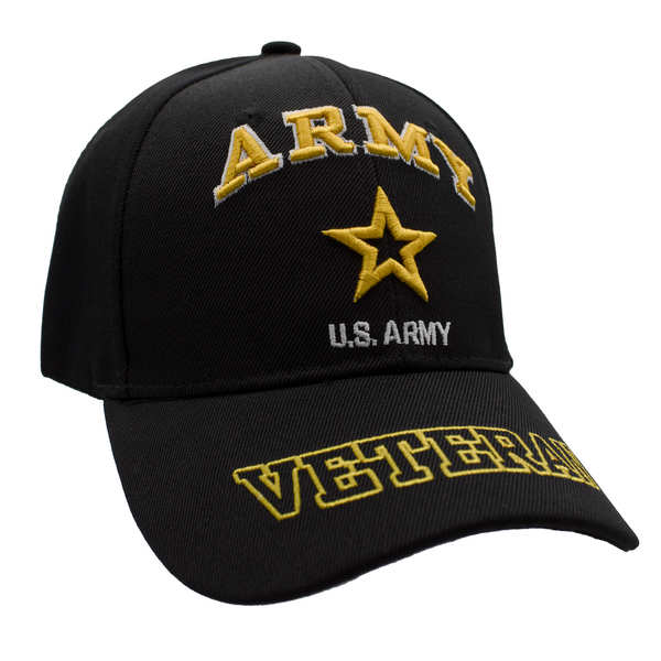 NEW Army Logo w/ Veteran Outline Cap - Black