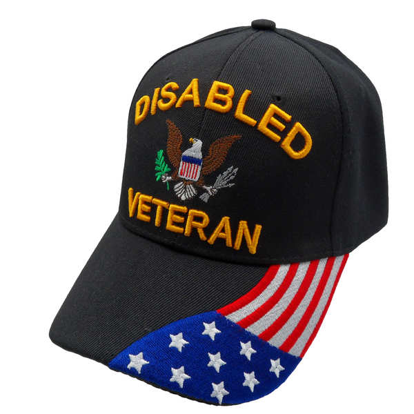 Disabled Veteran Eagle Seal w/ FLAG Cap - Black