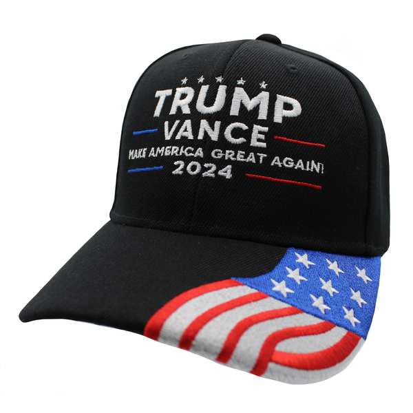 Trump Vance 2024 w/ Flag Bill Cap - Black