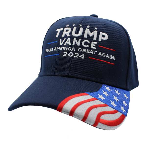 Trump Vance 2024 w/ FLAG Bill Cap - Navy Blue