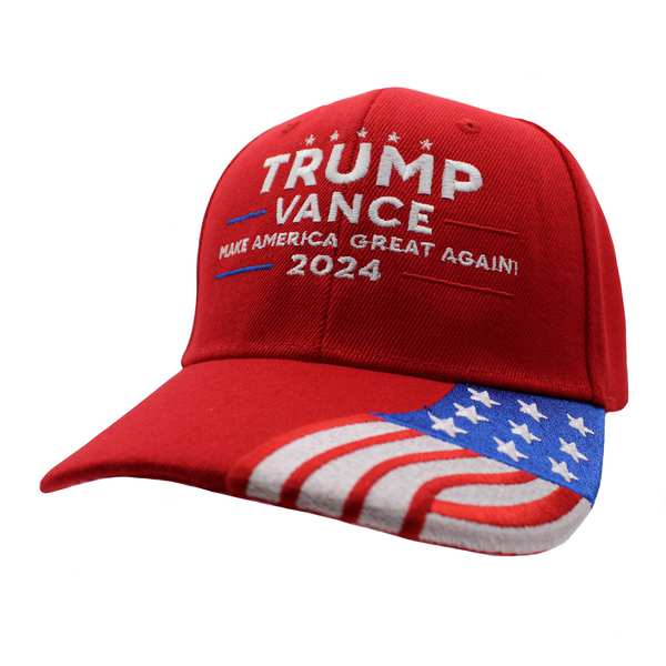 Trump Vance 2024 w/ FLAG Bill Cap - Red