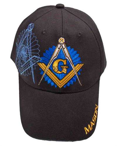 Masonic Sunburst Shadow Cap - Black