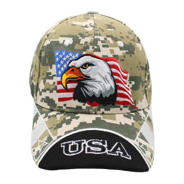 Eagle Head & US FLAG w/ Squares Cap - Digital Camo