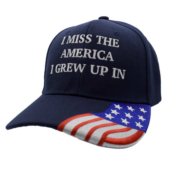 I Miss The America I Grew Up In w/ Flag Bill Cap - Navy Blue