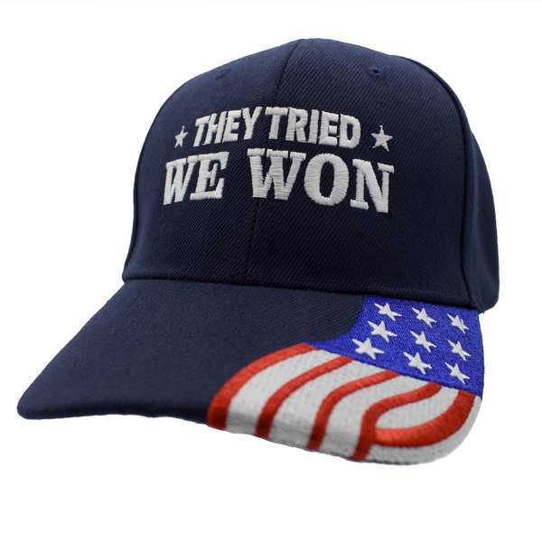 They Tried We Won w/ Flag Bill Cap - Navy BLUE