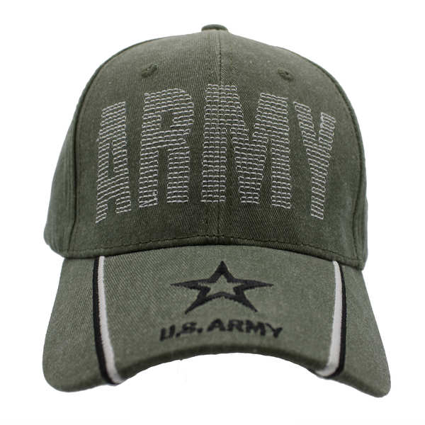 NEW Army Running Stitch w/ Logo Stone Washed Cap - Olive Green