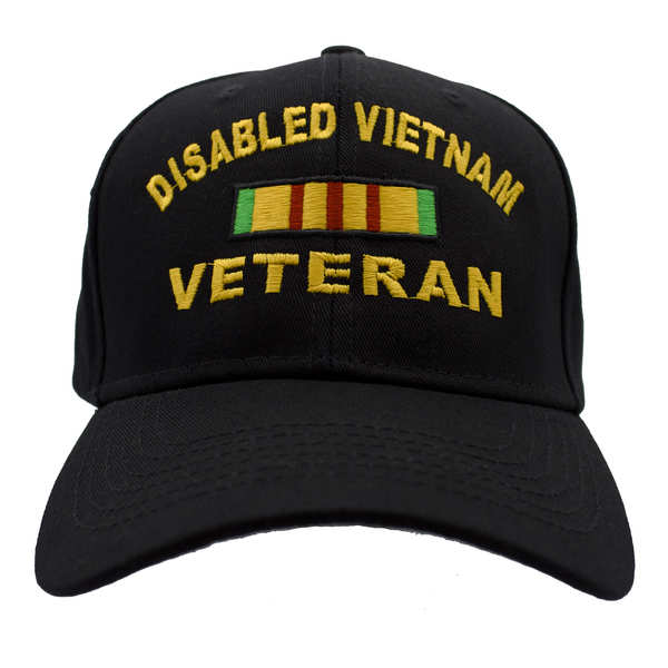 Disabled Vietnam Veteran Ribbon Cotton Cap - Black
