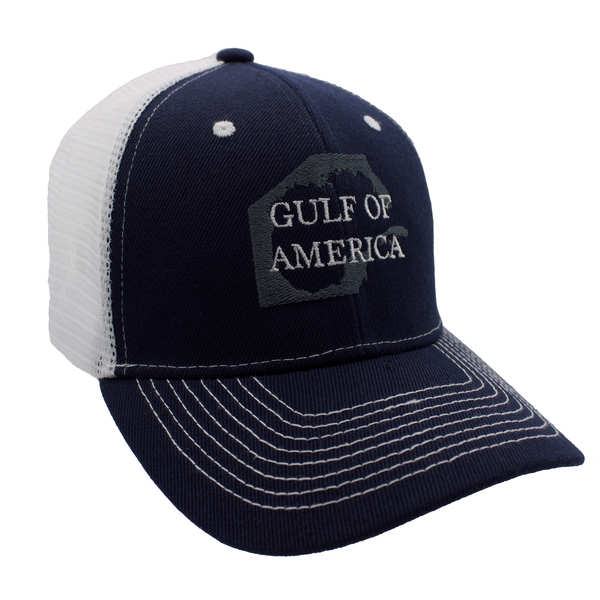 Gulf OF AmericA Trucker HAt - NAvy Blue/White