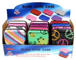 RFID Blocking Aluminum Card Case Wallet BEAD Bling with Display