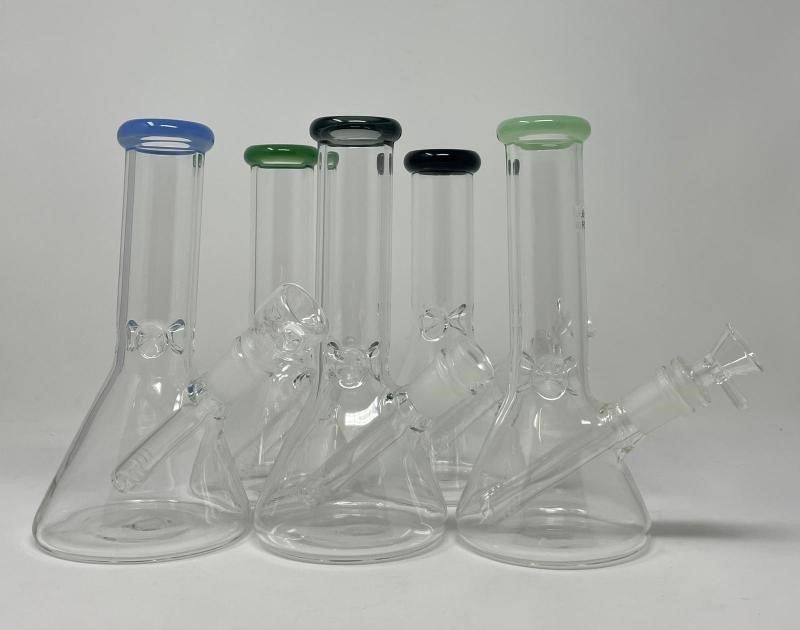 8 INCH 4MM MINI BEAKER BONG WITH COLOR MOUTHPIECE