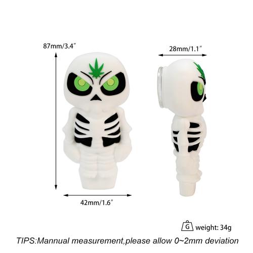 SKELETON SHAPE GLOW IN THE DARK SIILICONE HAND PIPE