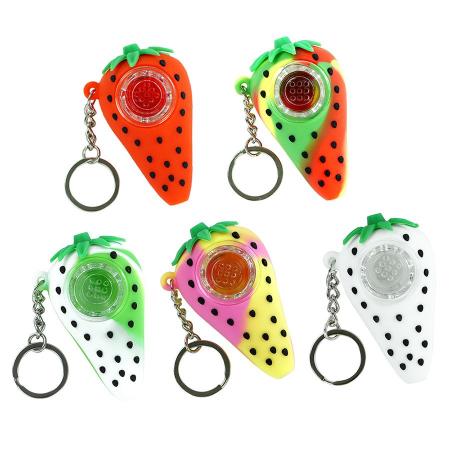 STRAWBERRY SILICONE HAND PIPE AND KEY CHAIN