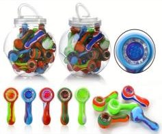 REGULAR COLOR SILICONE HAND PIPES ON A JAR