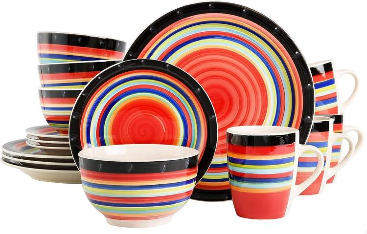 Gibson Home Casa Stella 16-Piece Dinnerware Set, Red