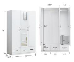 Wooden Armoire Wardrobe Closet,White