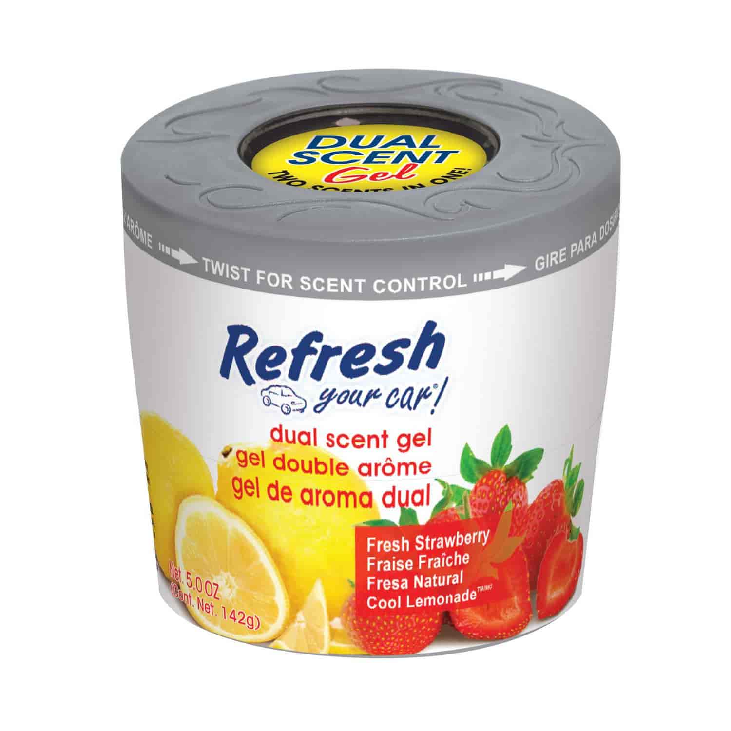 Refresh Your Car! Odor Eliminating Dual SCENT Gel, 5 oz.