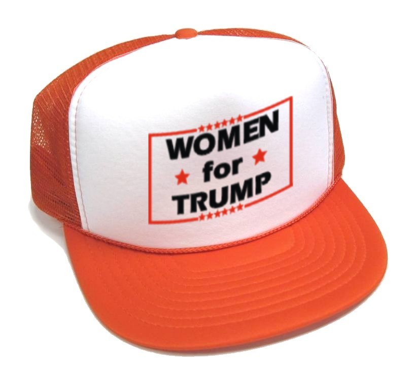 1 ma Women For Trump CAPS - white front orange