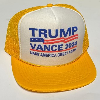 1 aaaTrump Vance 2024 mesh hats - white front GOLD