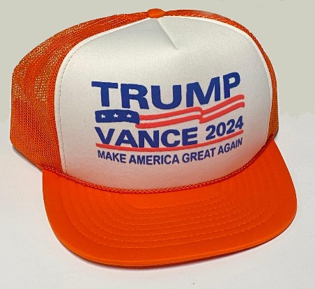 1 aaaTrump Vance 2024 mesh HATs - white front orange