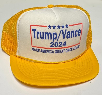 1 aaTrump Vance 2024 mesh hats - white front GOLD