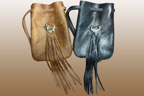 Medium Leather Pouch With Fringe- Closeout Assorted only