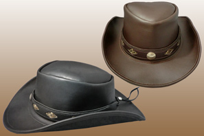 Leather Outback Hat with Snakeskin Band