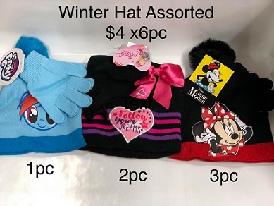 2pc Set Winter HAT-Girl Assorted (Pony,Jojo Siwa, Minnie)