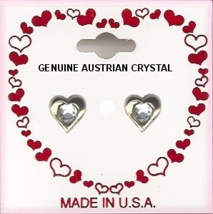 Valentine's Day Crystal Heart Pierced EARRINGS