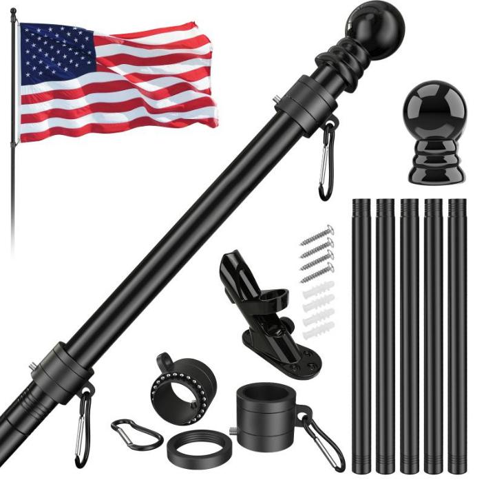 5-Section 6ft Stainless Steel FLAGpole Kit - Black